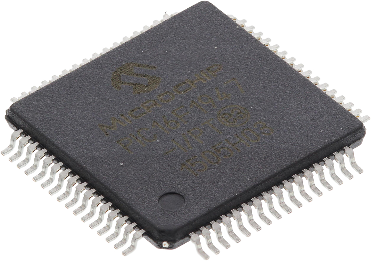 Microchip PIC16F1947-I/PT, 8 bit PIC, PIC16F1947 Microcontroller, 32 MHz, 28kB FLASH, 64-Pin TQFP