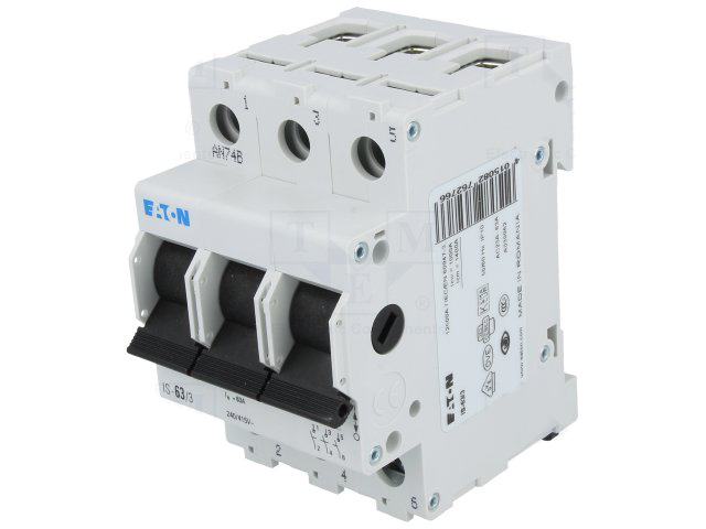 Eaton 3P Pole Isolator Switch - 63A Maximum Current, IP40