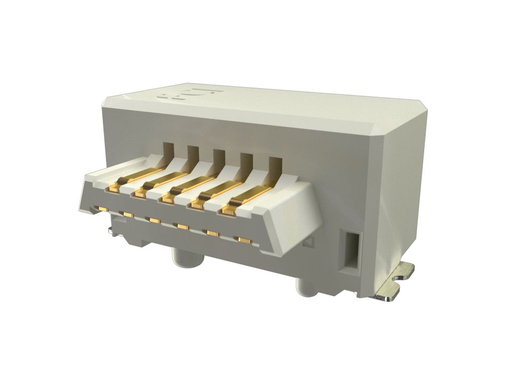 Amphenol Communications Solutions Conan Lite Series Right Angle Surface PCB Header, 11 Contact(s), 1 mm Pitch, Shrouded