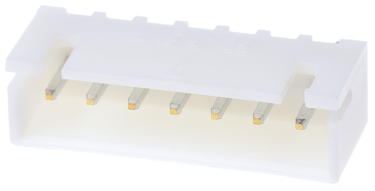 JST XH Series Straight Through Hole PCB Header, 7 Contact(s), 2.5 mm Pitch, 1 Row, Shrouded