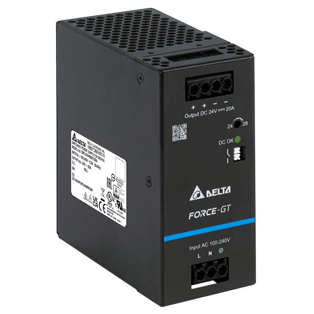 Delta Electronics DRF-480W Switched Mode DIN Rail Power Supply, 90 → 264V ac ac Input, 24V dc dc Output, 20A