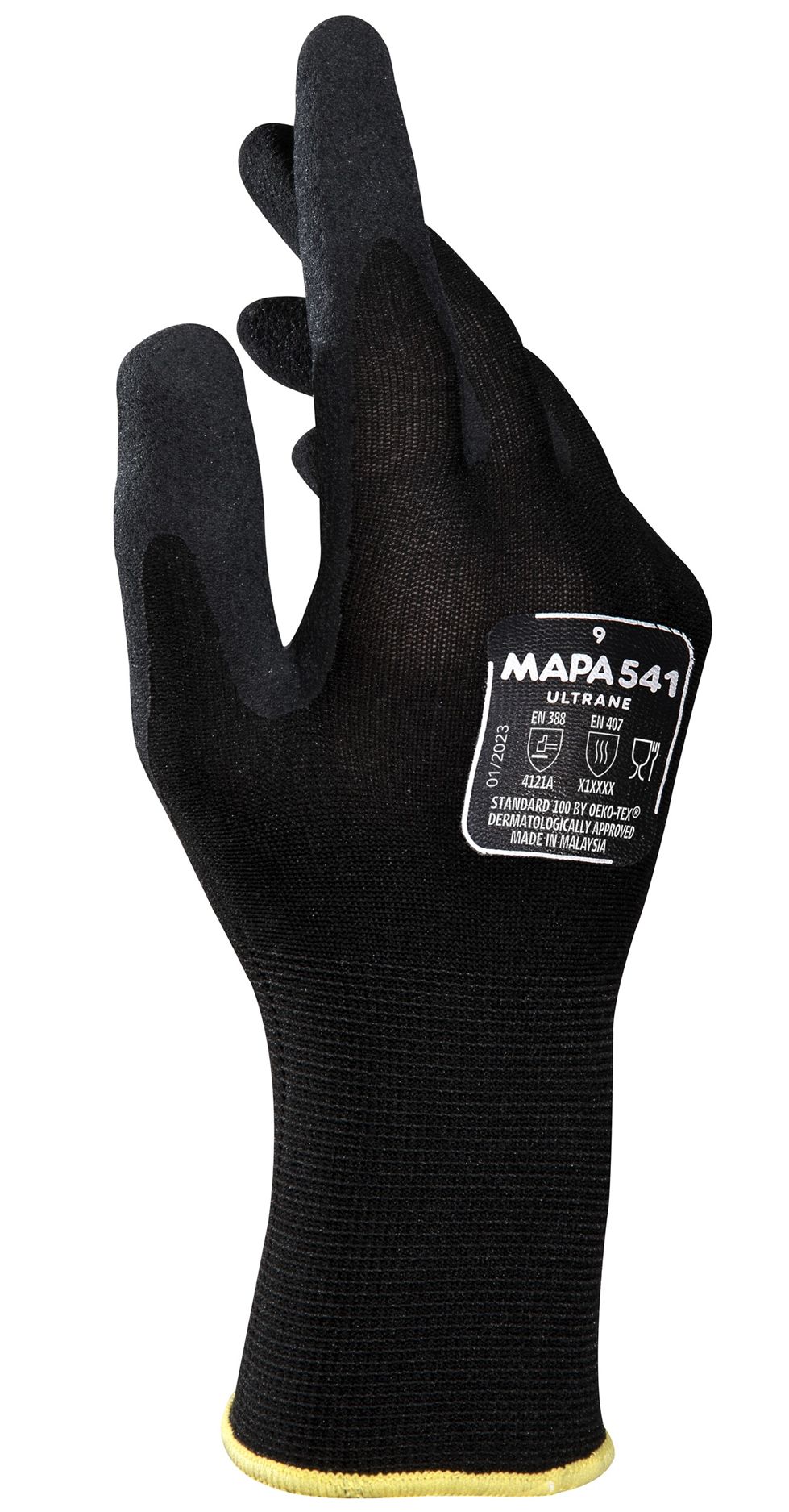 Mapa ULTRANE 541 Black Nitrile Material Handling Work Gloves, Size 9