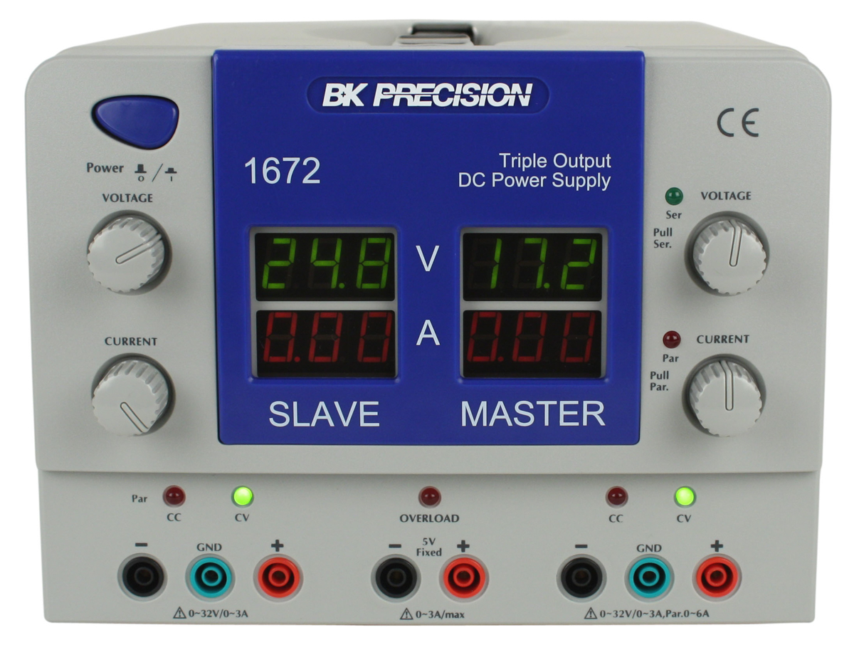 BK Precision 1672 Series Digital Bench Power Supply, 0 → 32V, 0 → 3A, 3-Output, 207W