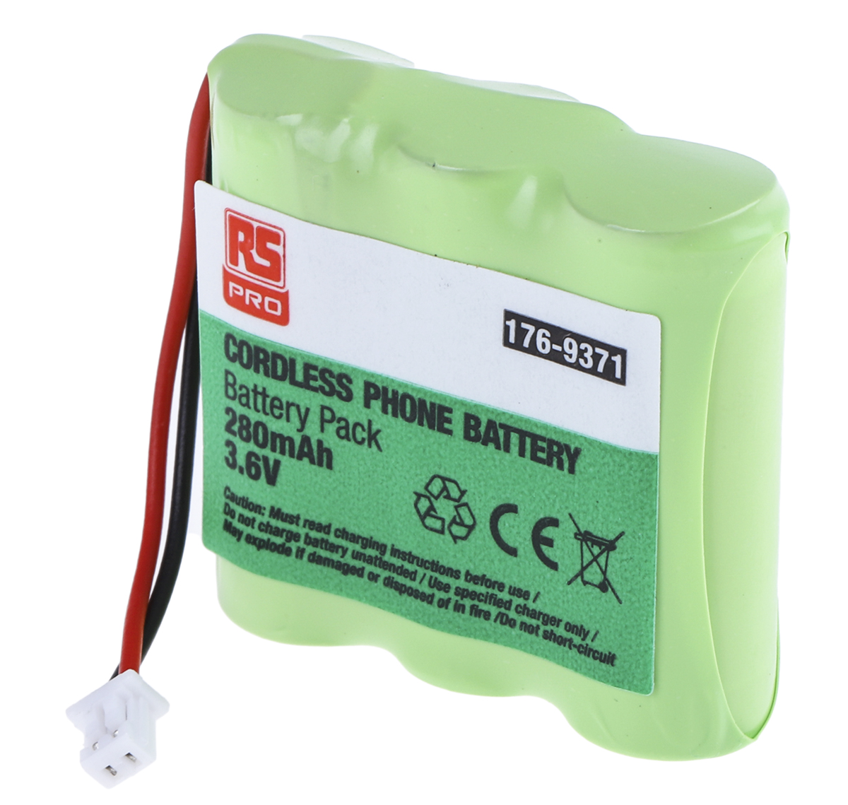 RS PRO 3.6V NiMH Rechargeable Battery Pack, 280mAh - Pack of 1