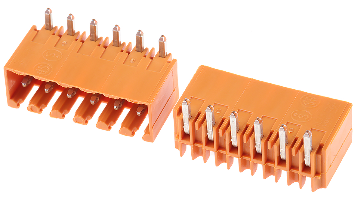 Weidmuller, 3.5mm Pitch, OMNIMATE SL, 6 Way, Right Angle, Pluggable Terminal Block, Header, Through Hole, Solder