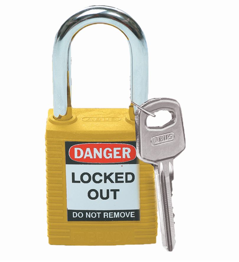 Brady LOTO-6 Key Weatherproof Nylon Padlock, 6.35mm Shackle, 38.10mm Body