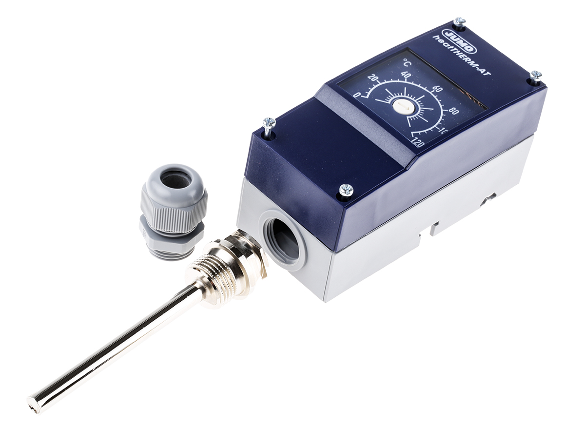 Jumo Capillary Thermostat, +120°C Max, SPST, Automatic Reset, Surface Mount