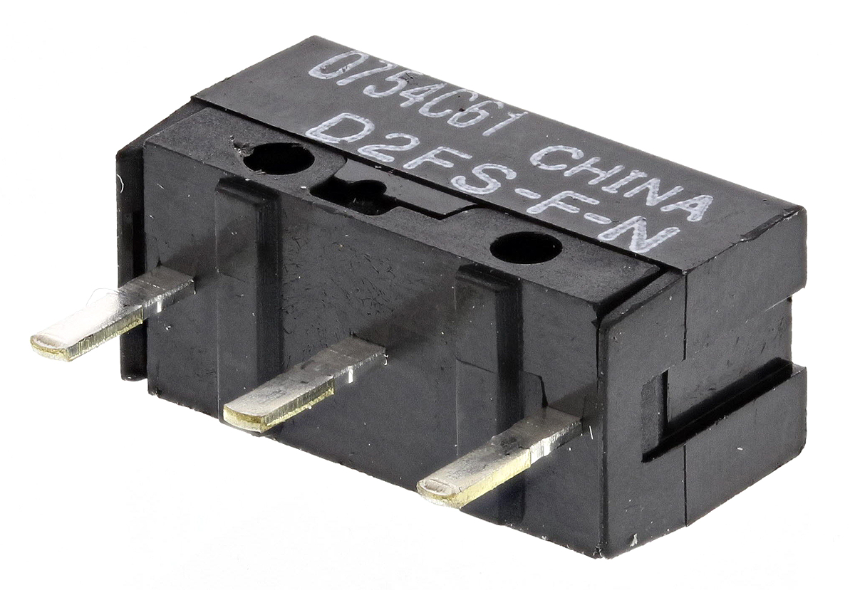 Omron Pin Plunger Micro Switch, PCB Straight Terminal, 100 mA @ 5 V dc, SPST, IP40