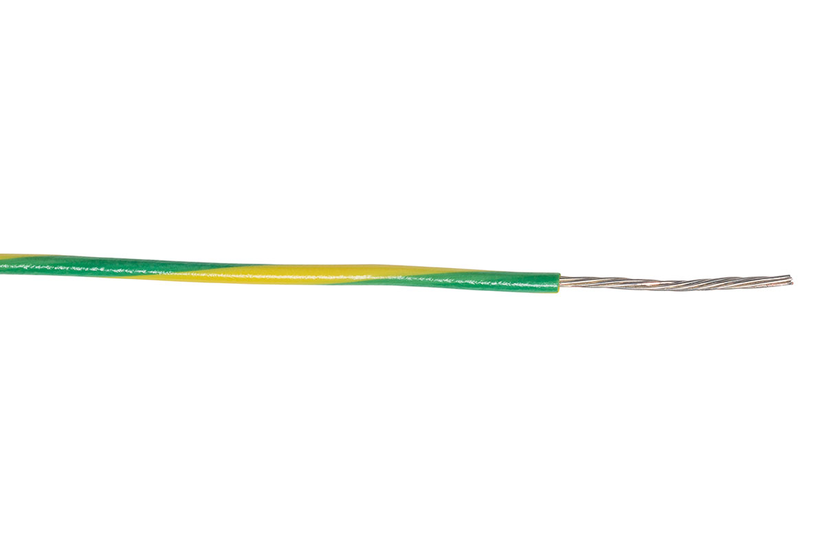AXINDUS KY Series Green/Yellow 0.6 mm² Hook Up Wire, 20 AWG, 19 x 0.2 mm, 200m, PVC Insulation, KY3006VJ