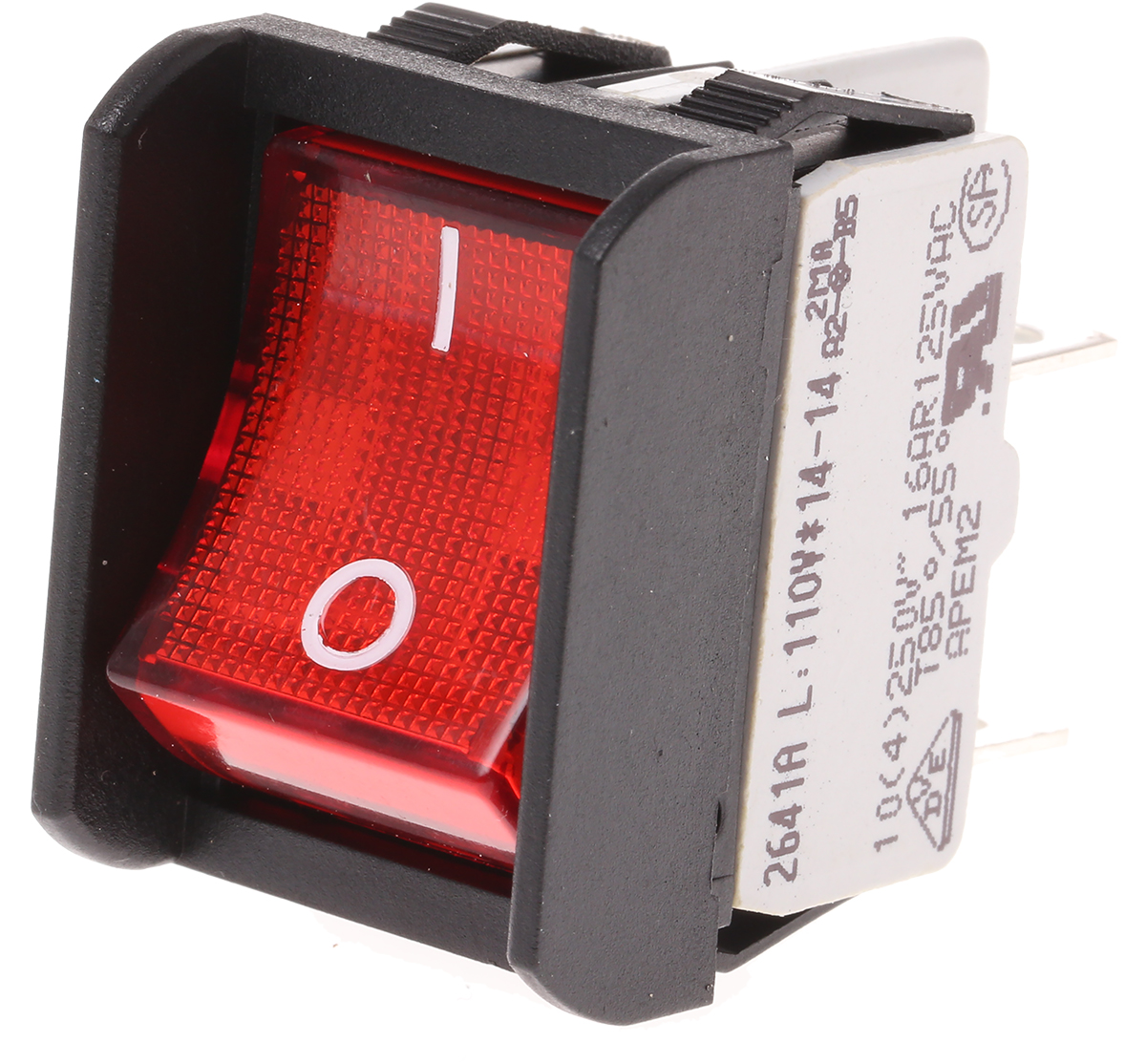 APEM Illuminated DPST, On-Off Rocker Switch Panel Mount