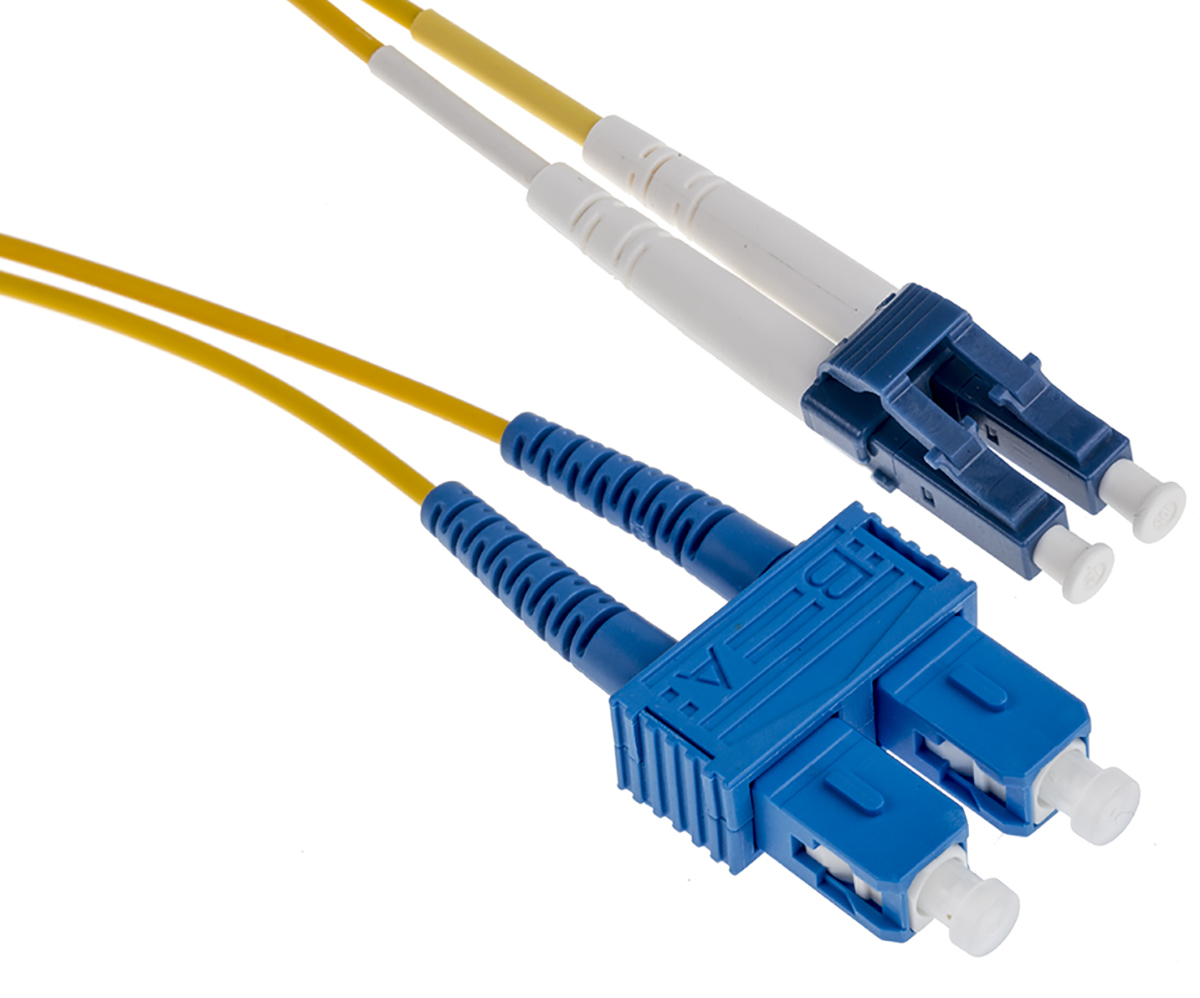 RS PRO LC to SC Duplex Single Mode OS1, OS2 Fibre Optic Cable, Yellow, 15m