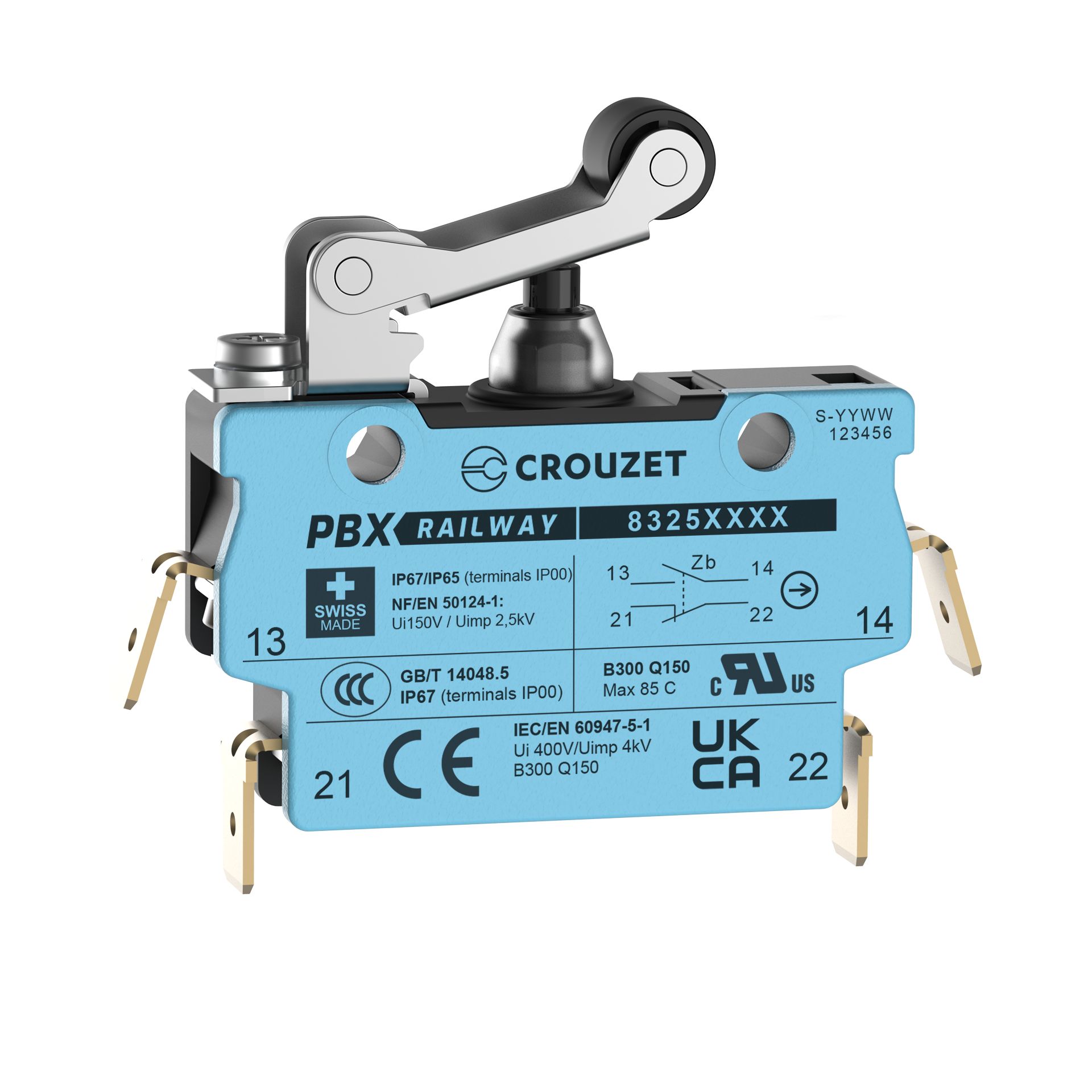 Crouzet Roller Lever Micro Switch, Screw Terminal, SPST, IP67