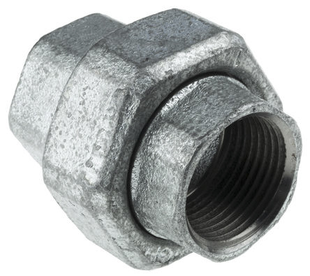 Georg Fischer Galvanised Malleable Iron Fitting Taper Seat Union, Female BSPP 1in to Female BSPP 1in