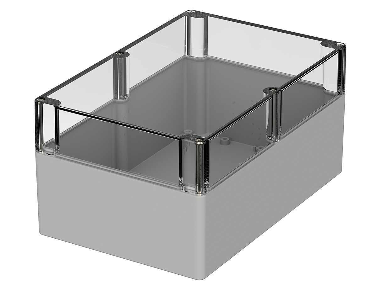 Bopla Euromas Series Light Grey Polycarbonate Enclosure, IP66, IK07, Transparent Lid, 240.3 x 160.3 x 120mm