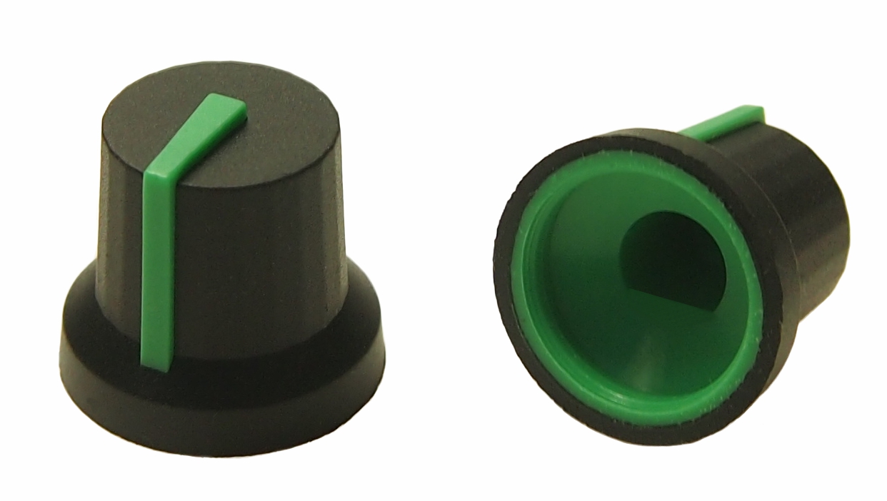 RS PRO 16.2mm Black Potentiometer Knob for 6mm Shaft D Shaped