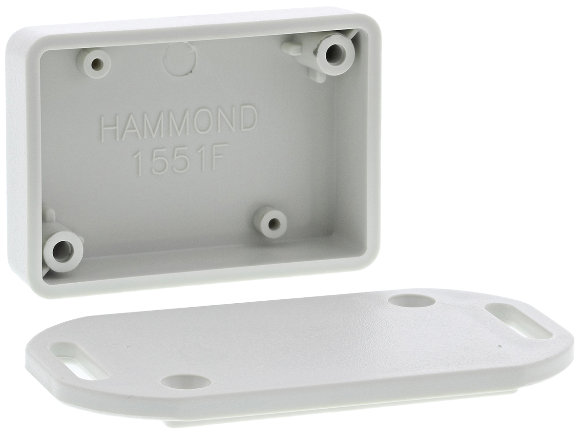 Hammond 1551 Series Grey ABS Enclosure, IP54, Flanged, Grey Lid, 50 x 35 x 15mm