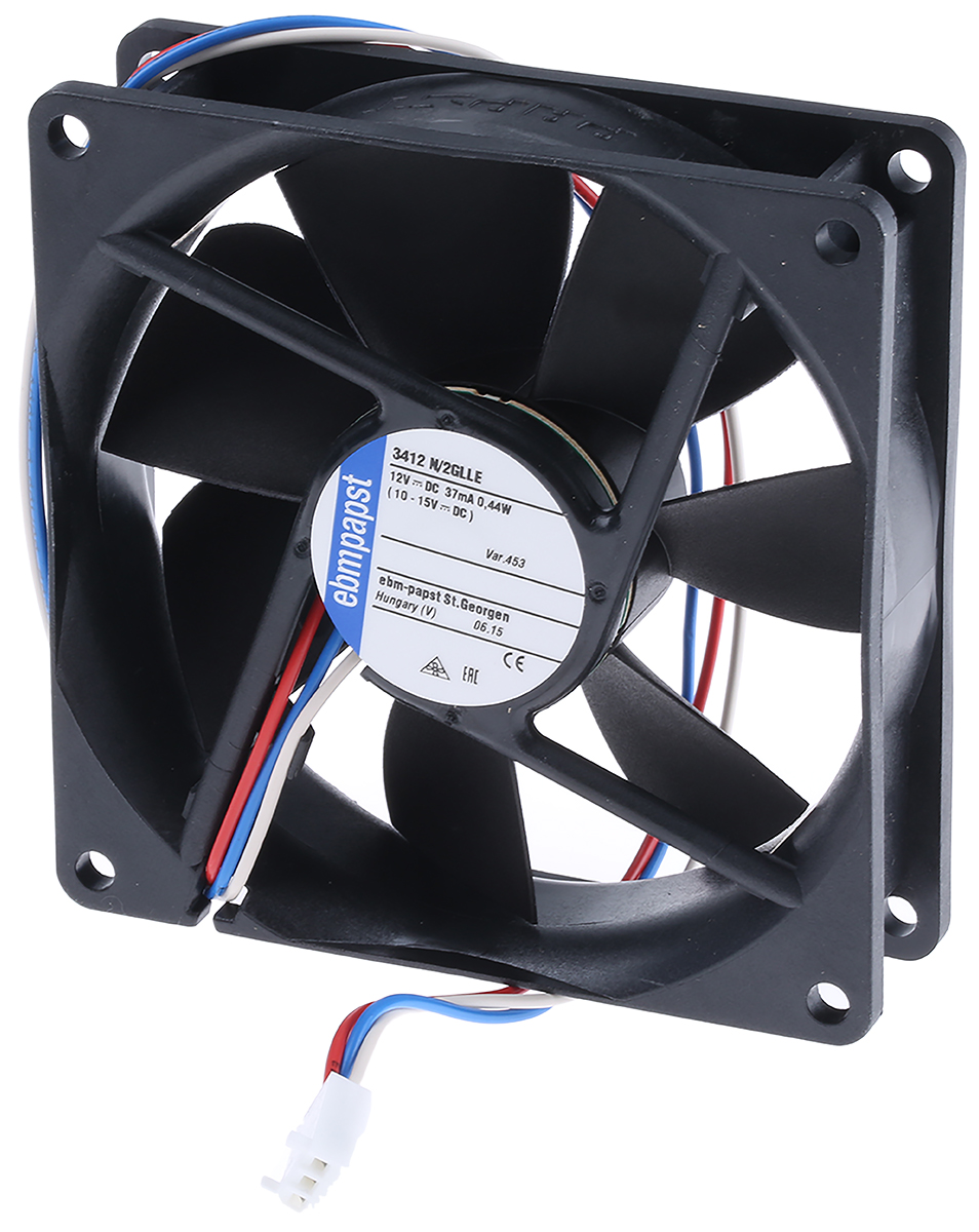 ebm-papst 3400 N Series Axial Fan, 12 V dc, DC Operation, 36m³/h, 420mW, 92 x 92 x 25mm