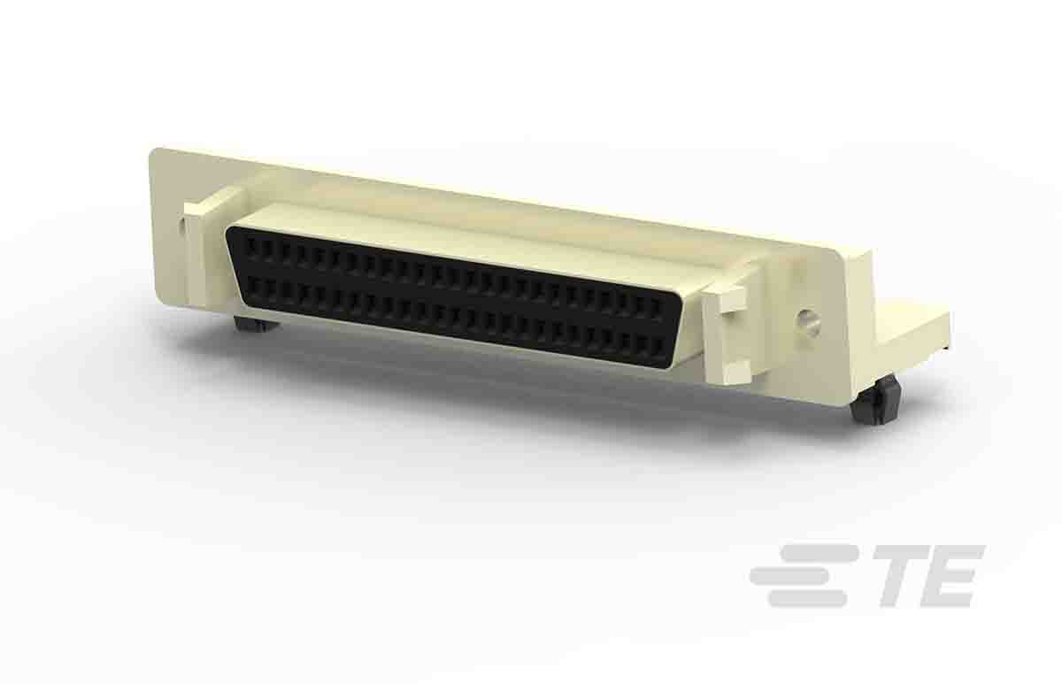 TE Connectivity Amplimite 0.50 50 Way Right Angle Through Hole D-sub Connector Socket, 1.27mm Pitch, with Latchblocks