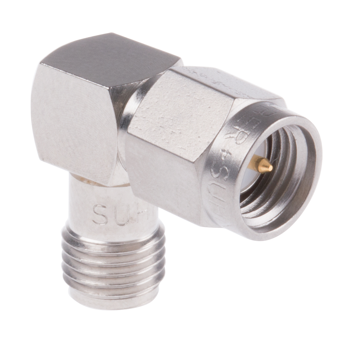 Huber+Suhner Right Angle 50Ω RF Adapter SMA Plug to SMA Socket 14GHz