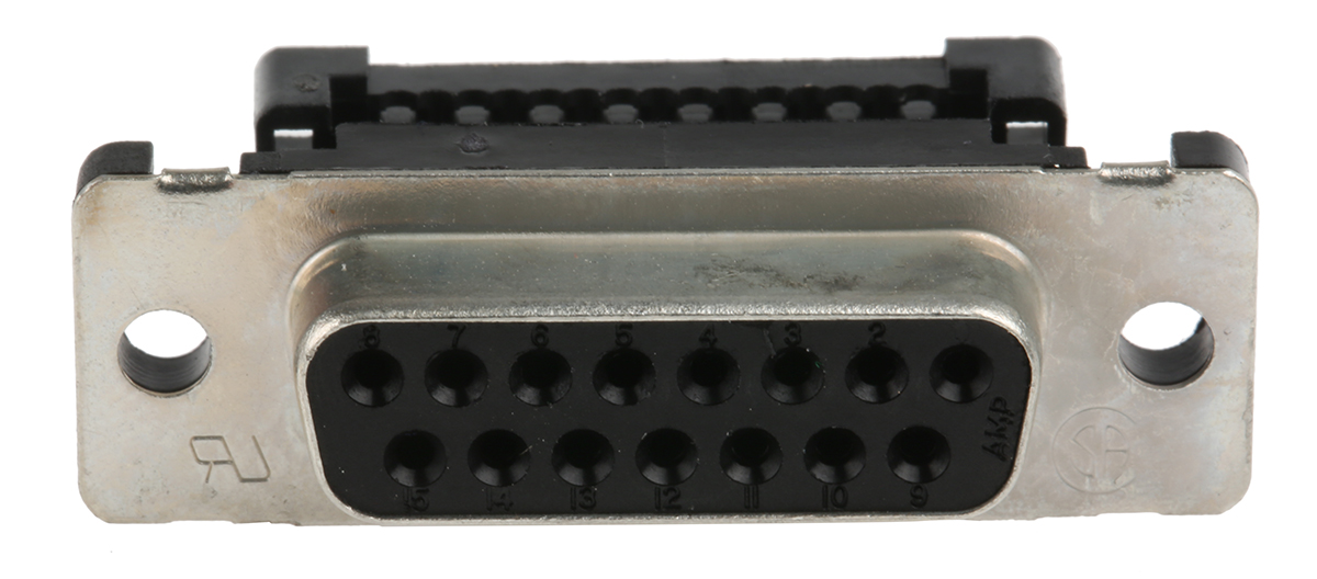 TE Connectivity Amplimite HDF-20 15 Way Right Angle Cable Mount D-sub Connector Socket, 2.76mm Pitch