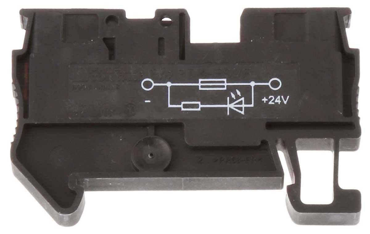 Phoenix Contact 3208964 PT 4-FSI/F-LED 24 Series Black, 4mm², Single-Level, Push In Termination, Fused