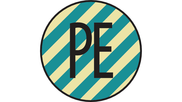 HellermannTyton 597-21107 Self Adhesive Cable Marker, Black on Green/ Yellow, Pre-printed "PE", 12.5mm Cable, for