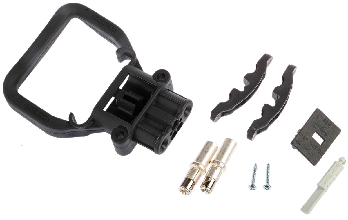 Rema Black Chassis Mount 2P Industrial Power Socket, Rated At 80A, 150 V