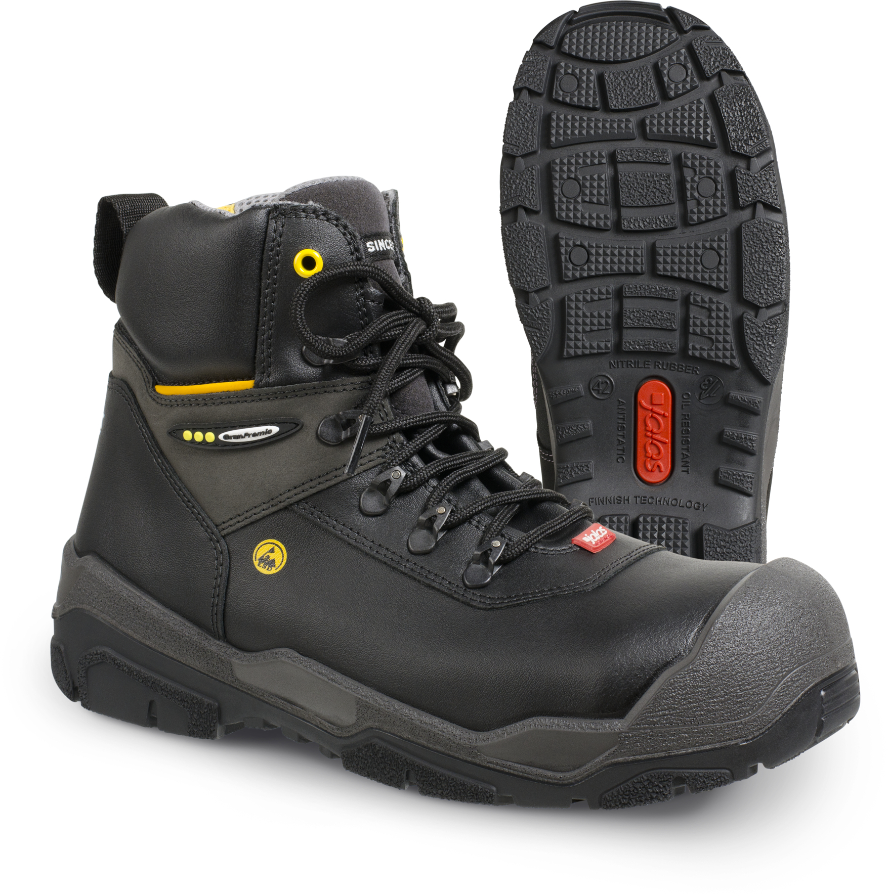 Jalas 1828 Black, Yellow ESD Safe Aluminium Toe Capped Unisex Ankle Safety Boots, UK 12, EU 47