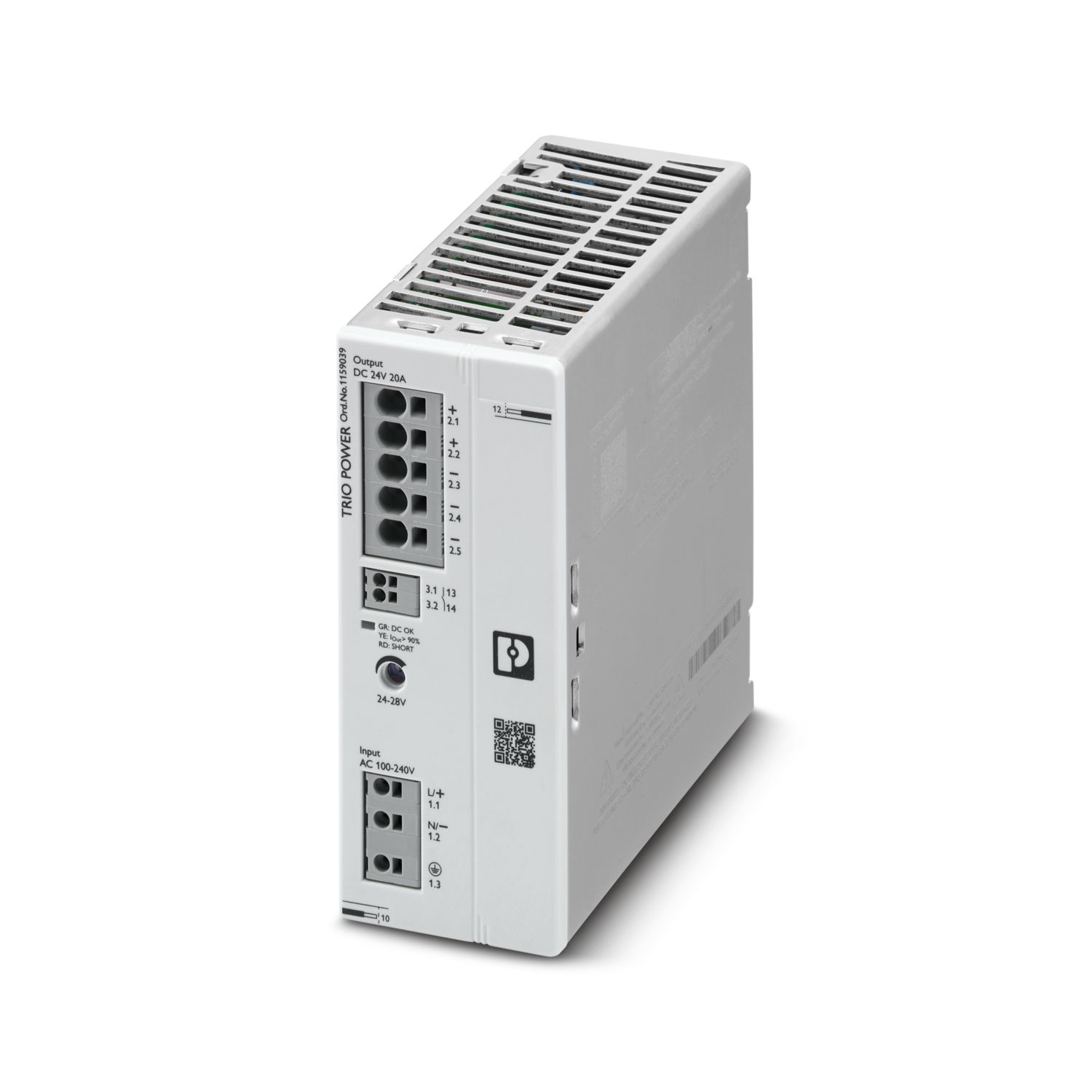 Phoenix Contact TRIO POWER DIN Rail Power Supply, 240V dc Input, 24V ac Output, 20A Output, 480W