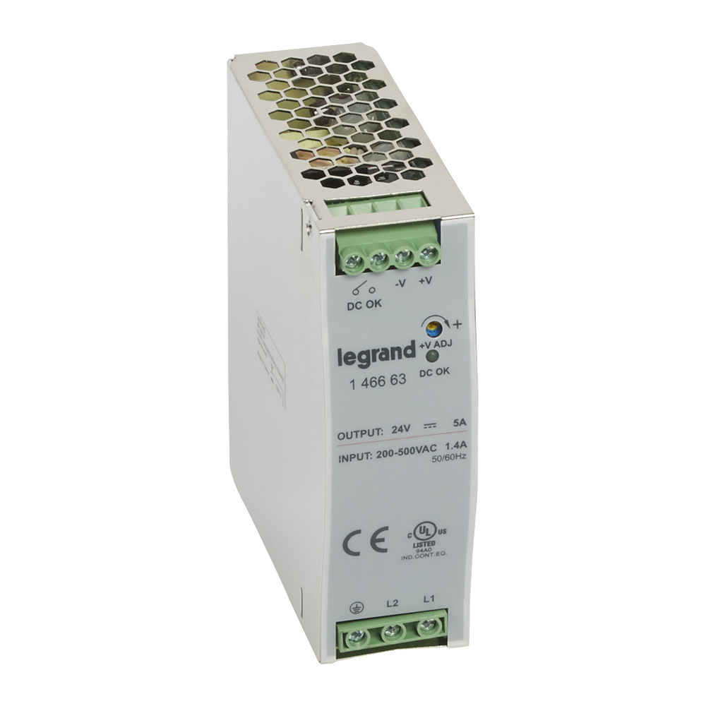 Legrand DIN Rail Power Supply, 200 → 500V, 24V dc, 5A Output, 120W