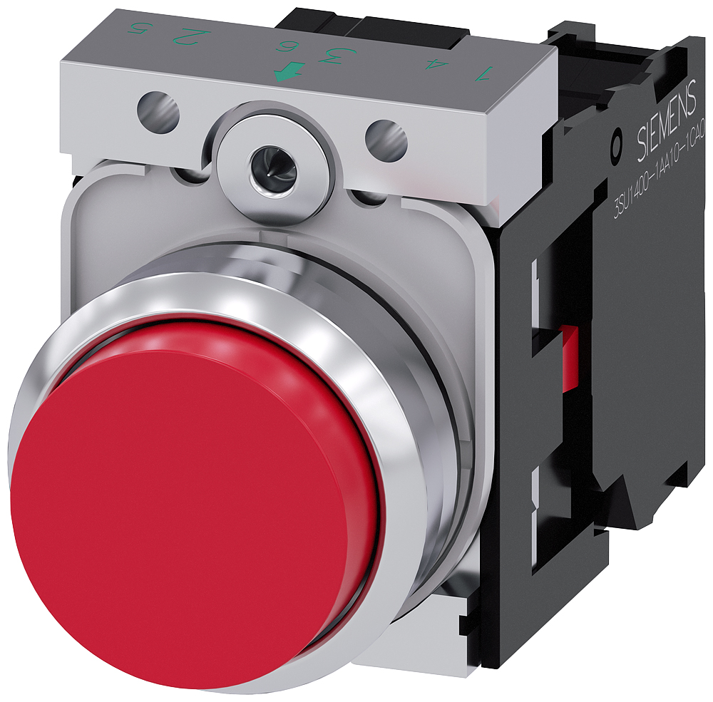 Siemens SIRIUS ACT 3SU11 Series Push Button Complete Unit, 22mm Cutout, SPST, IP66, IP67, IP69(IP69K)