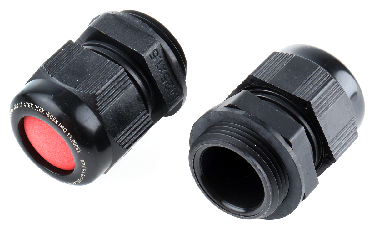 Kopex-EX CGM Series Black Nylon Cable Gland, M25 Thread, 11mm min., 17mm max., IP66, IP68