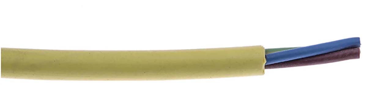 RS PRO Coiled 1 mm² 3 Core Power Cable, Yellow TPU, 1m