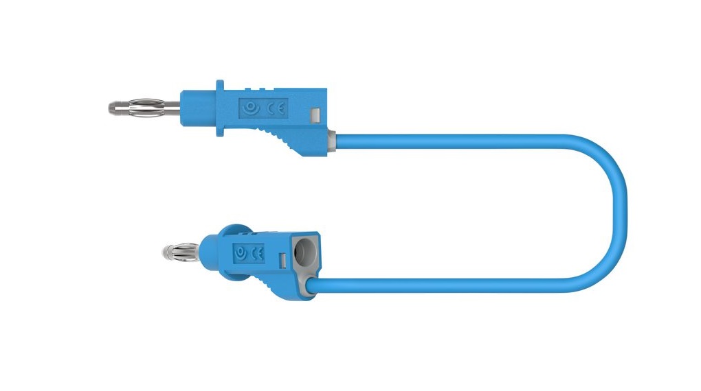 4 mm banana test leads, 500mm, blue