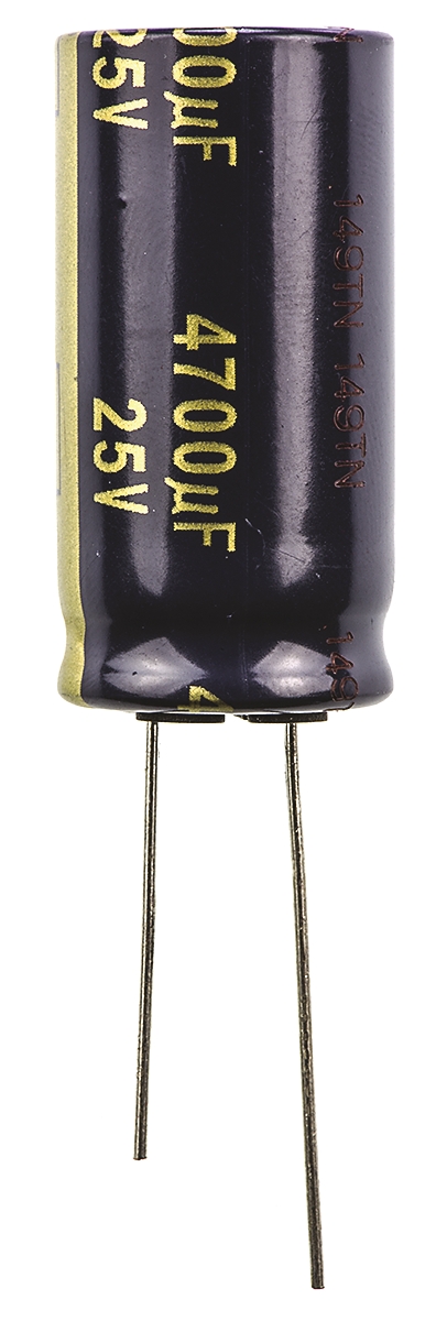 Panasonic 4700μF Aluminium Electrolytic Capacitor 25V dc, Radial, Through Hole - EEUFC1E472