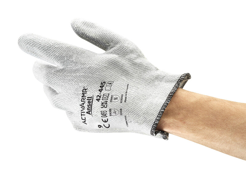 Ansell ActivArmr 42-445 Grey Polyester Glove, Size 10, Nitrile Coating