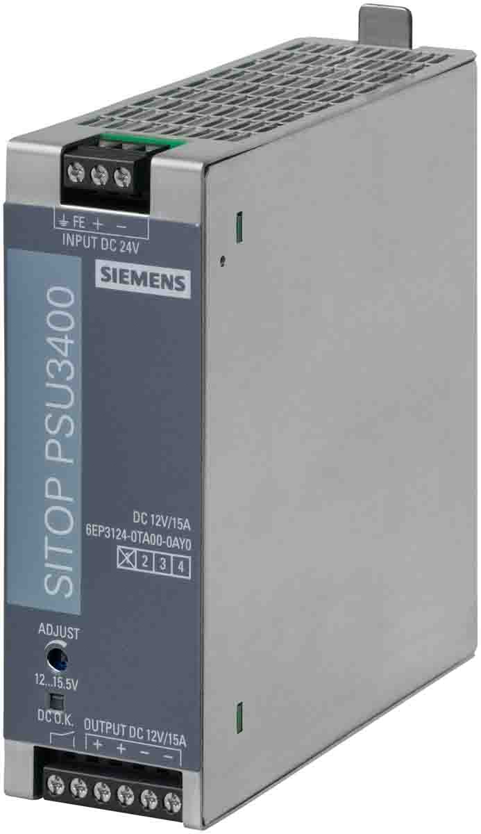 Siemens SITOP PSU3400 DC-DC Converter, 12V dc/ 15A Output, 18 → 32 V dc Input, 200W, DIN Rail Mount, +70°C Max