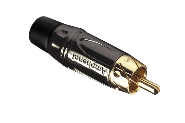 Amphenol Industrial Black Chrome Cable Mount RCA Plug, Gold, 10A