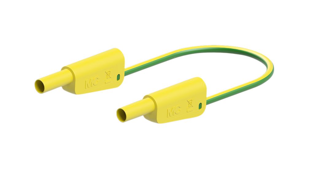 Staubli Test lead, 32A, 600 → 1000V, Green/Yellow, 200cm Lead Length