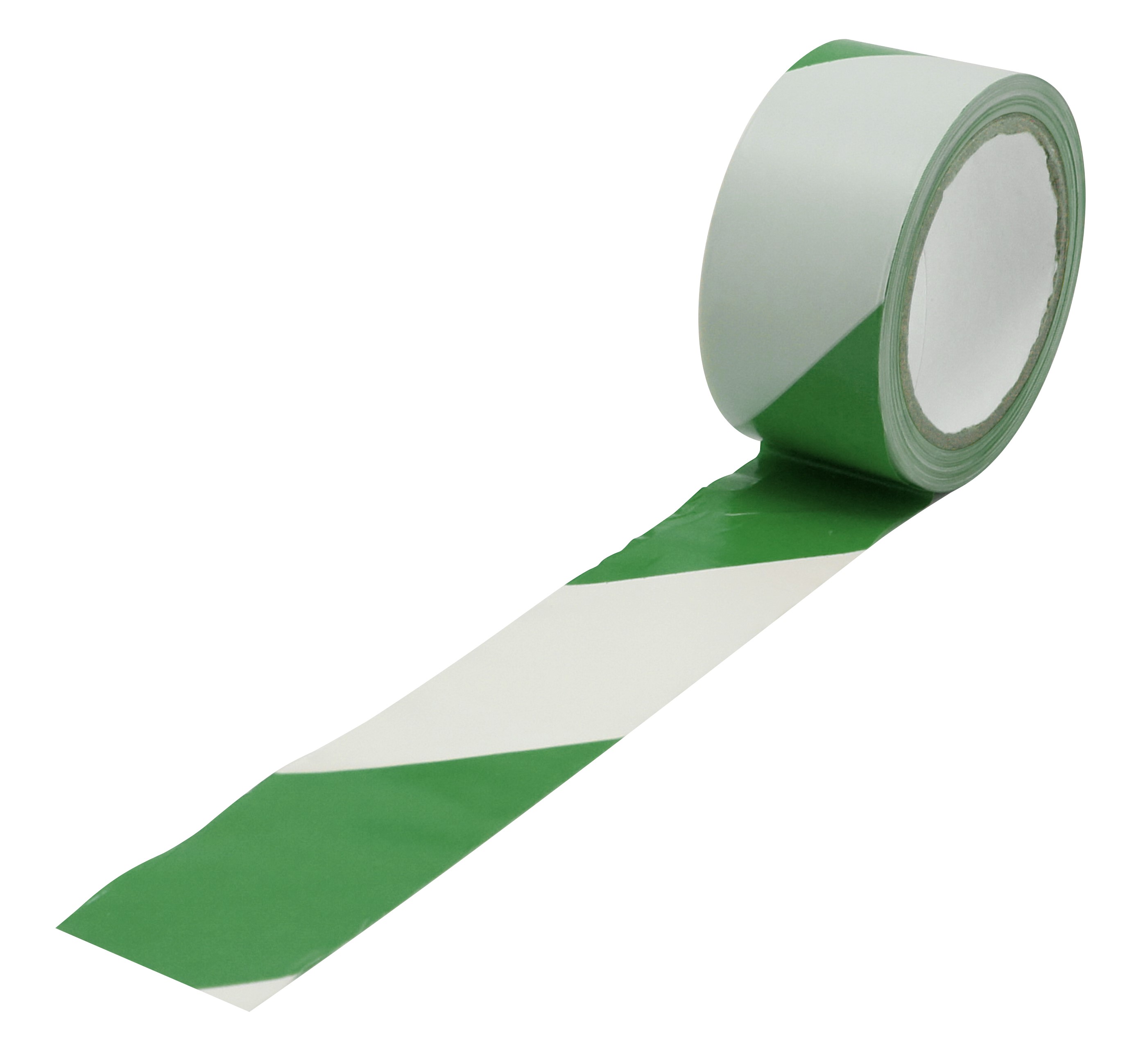 RS PRO Green/White PVC 33mm Hazard Tape, 0.15mm Thickness