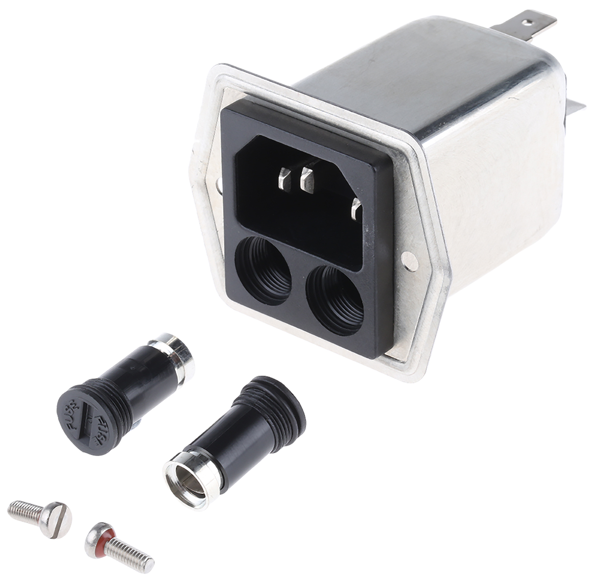 Schurter 4A, 250 V ac Male Panel Mount Filtered IEC Connector 5707.0401.312, Solder