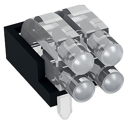 1296.2022 MENTOR, PCB Mounted 4-Way Right Angle LED Light Pipe, Bi-Level-Row Clear Dome Lens