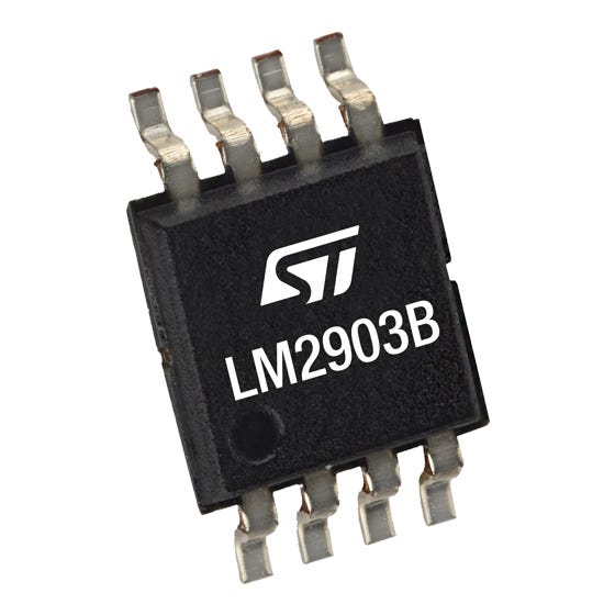 LM2903BYST STMicroelectronics, Dual Comparator, CMOS/TTL O/P, O/P, 1μs 5 → 36 V 8-Pin ECOPACK