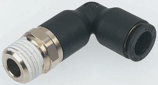 Legris LF3000 Series Elbow Threaded Adaptor, R 1/4 Male to Push In 6 mm, Threaded-to-Tube Connection Style