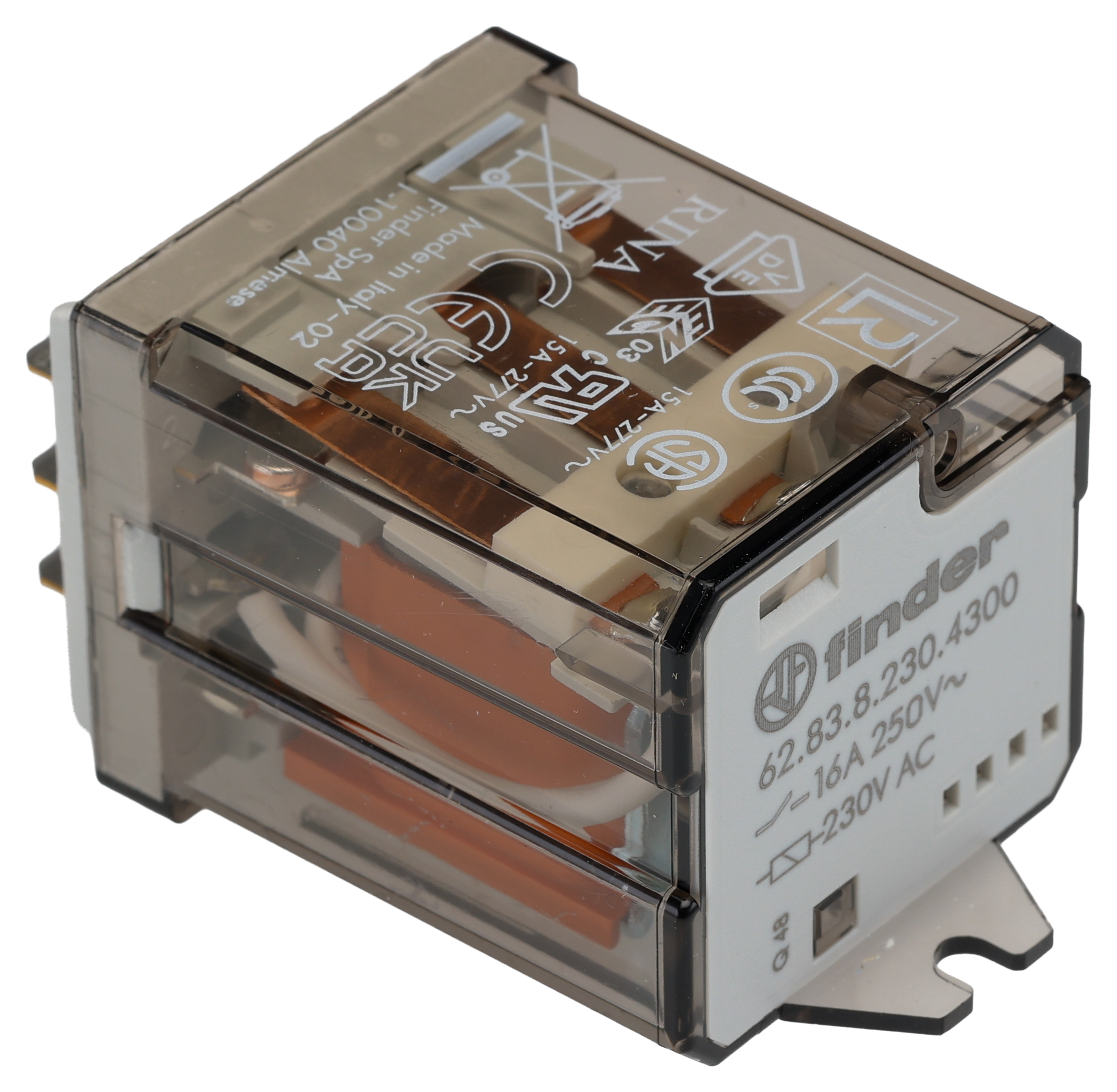 Finder Flange Mount Power Relay, 230V dc Coil, 16A Switching Current, 3PST