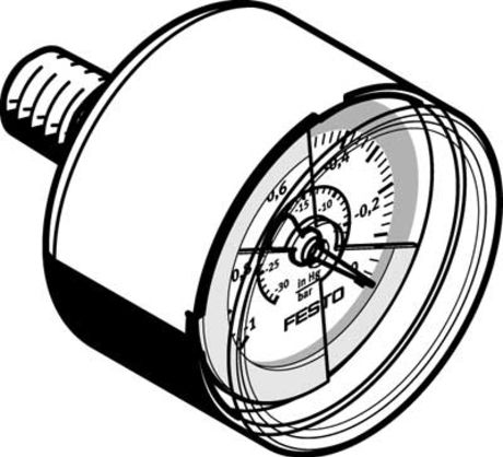 Festo Analogue Pressure Gauge 0bar Back Entry 40mm Outside Diameter
