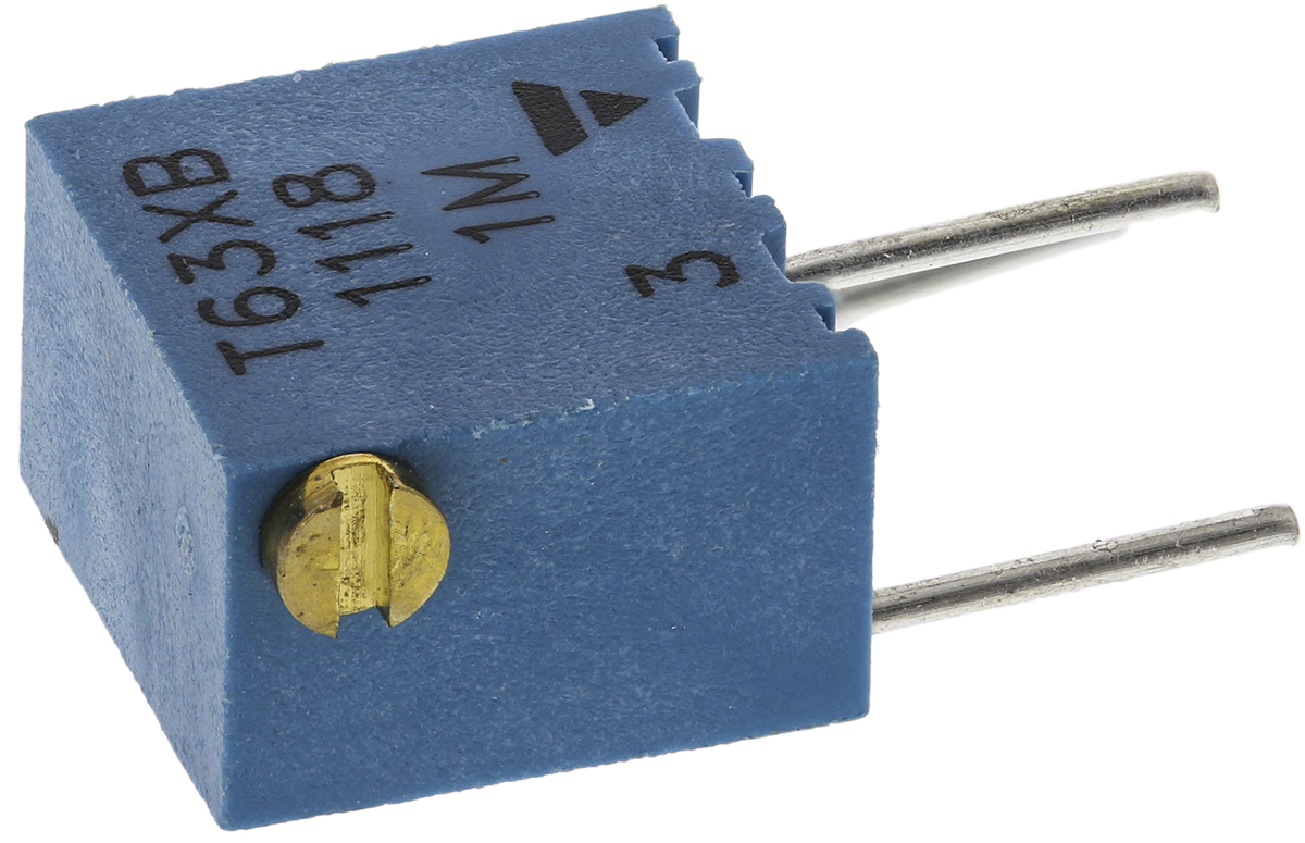1MΩ, Through Hole Trimmer Potentiometer 0.06W Side Adjust Vishay, T63