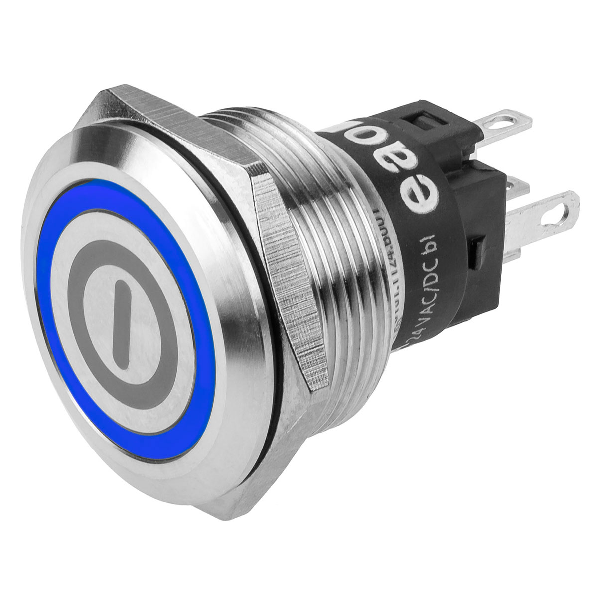 EAO 82 Series Illuminated Push Button Switch, Latching, Panel Mount, 22.3mm Cutout, SPDT, Blue LED, 240V, IP65, IP67