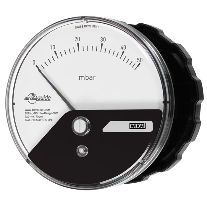 WIKA G 1/8 Analogue Differential Pressure Gauge 1500Pa Back Entry 110mm Outside Diameter