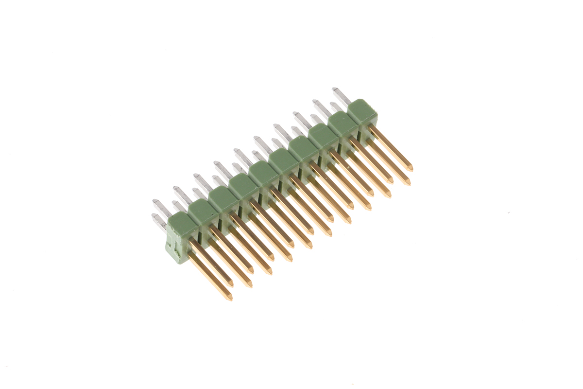 TE Connectivity AMPMODU MOD II Series Straight Through Hole Pin Header, 20 Contact(s), 2.54 mm Pitch, 2 Row, Unshrouded